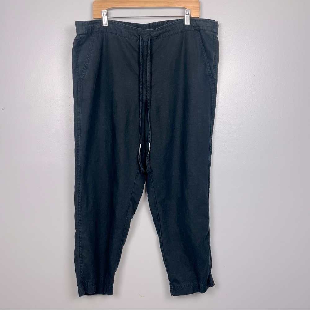 J. Crew black linen Lyocell blend drawstring/elastic waist crop pants, XXL.